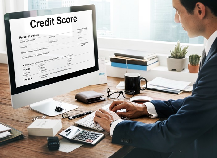 Checking credit score online.
